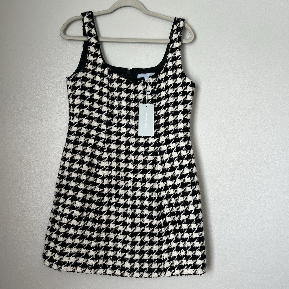 Antonio Melani Macy Wool Blend Houndstooth‎ Square Neck Sleeveless Mini Dress 10 - Picture 4 of 14